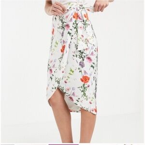 Ted Baker Hedgerow White Floral Wrap Skirt